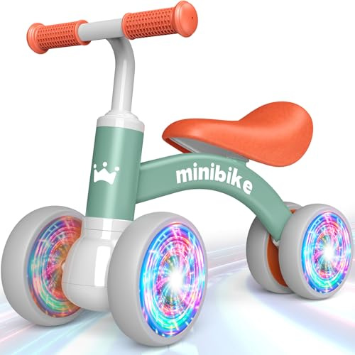 HappyGoLucky Kids Balance Bike Toys for 1 2 Year Old Boys Gifts, 4 Wheels Lighting Ride on Boy Tricycles Gift for 1 2 Year Old Boys, 1st Birthday Gifts for Boy Age 1 2 Easter Gifts Ourdoor Garden Toy