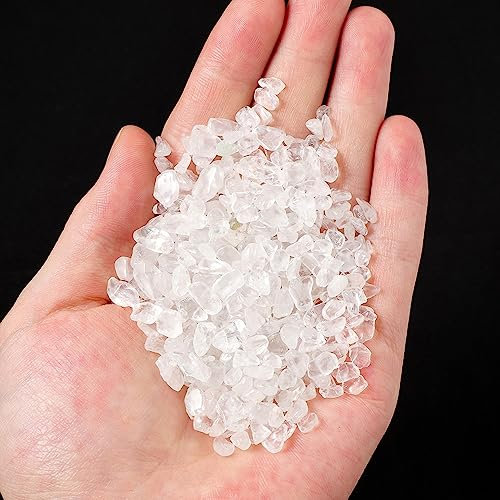 CZAOINCU Gravier de Cristal Blanc Poli Naturel, 50g, puces de Quartz Clair, décoration de Jardin et de Piscine Collecte à Domicile