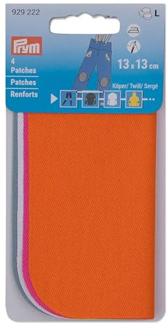 Prym 929222 Patches Köper, Reparaturpatch, 13 x 13 cm, orange, pink, weiß, blau