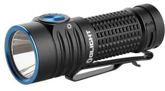 OLIGHT BatonTurbo Linterna EDC de bolsillo de largo alcance de 510 metros, 1.000 lúmenes, alimentada por batería recargable u fuentes de alimentación opcionales, linterna LED pequeña para exteriores