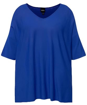 Ulla popkar, kvinnor, stora storlekar, tröjor, oversized, V-hals, halvärm, blå, 54/56 SE