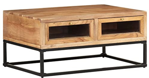 BUKSCYJS Couchtisch kleine Zimmer, Sofatisch, Wohnzimmertisch Couchtisch 90x60x40 cm Massivholz AkazieFür Wohnzimmer, Schlafzimmer, Büro, Eingang, Korridor