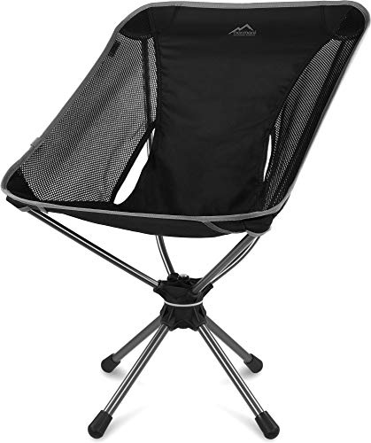 normani Campingstuhl Drehstuhl 360-Grad-Drehung Faltstuhl mit Drehgelenk und Netzfutter Anglerstuhl Belastbarkeit 120 Kg/Gewicht: 1116 g Grau OneSize
