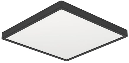EGLO LED Deckenleuchte Fueva 6, eckige Badezimmer Deckenlampe | Badlampe Decke aus Kunststoff in Schwarz und Weiß, Deckenbeleuchtung warmweiß-kaltweiß, IP44, 15 x 15 cm