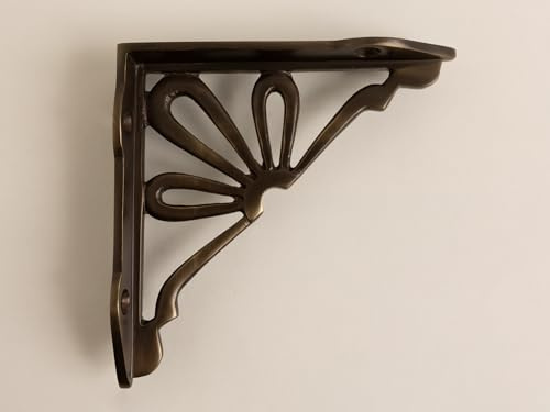 Regalhalterungen aus antikem Messing mit Blumenmotiv, robuste Halterungen für Küche, Bücherregal, Messingregal, schwere Regalhalterung aus massivem Messingguss