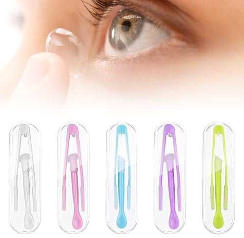 5 unidades de lentes de contacto, pinzas para lentes de contacto, ventosa para lentes de contacto, removedor de lentes de contacto, solución salina, recipiente para lentes de contacto