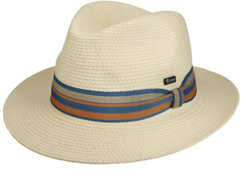 Lipodo Danmora Bogart Raffiahut Made in Italy Damen und Herren Sommerhut Strohhut cremeweiß XL (60-61 cm)