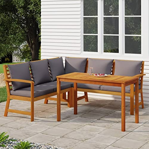 IKAYAA Gartenmöbel Set Holz Gartenlounge Holz Gartenlounge Outdoor Lounge möbel Outdoor Lounge gartenmöbel Terassenmöbel außen-Dunkelgrau-4-tlg-2