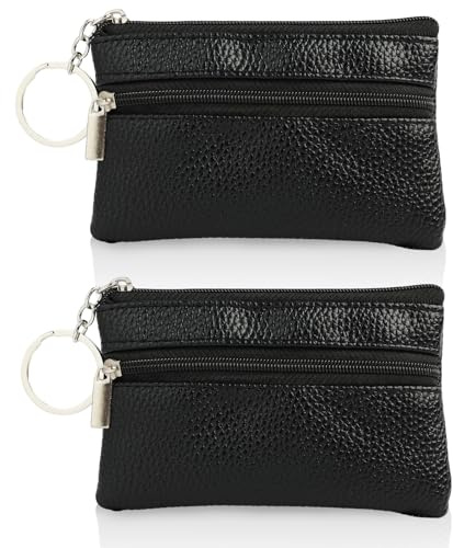 2PCS Leder Schlüsseletui, Schlüsseltasche, Schlüsselmäppchen, 12,5x7,5x1cm (BxHxT) Handgefertigte Special Edition für Damen und Herren, Stilvolles Schlüsselmäppchen mit Reißverschlüssen