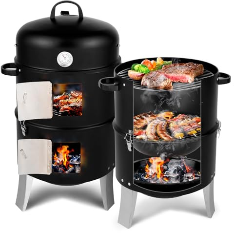 Charcoal BBQ Grill, Barbecue Smoker Grill for Garden Patio Camping Outdoor Cooking Grilling, 47 * 41.5 * 82cm