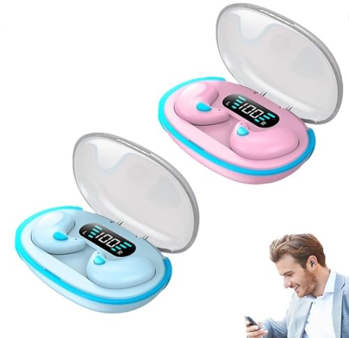 Bone Conduction Sleep Bluetooth Headset, Sleep Wireless Headphones, In-Ear Wireless Bluetooth 5.3 Earphones, Ipx5 Waterproof Wireless Earbuds, Built-In Mic Calls for Sport, Work, Driving(Purple+Blue)