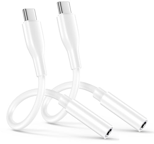 FiveBox USB C Klinke Adapter 2er Pack, USB C auf 3.5mm Audio Adapter | Typ C Audio Adapter mit DA Chip für Samsung Galaxy S26 S25 Ultra S24 S23 A55,A54 5g,iPhone 17 Pro Max/16/15,Xiaomi