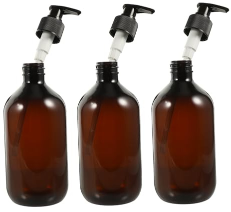 VALICLUD Botella Dispensadora de Loción Pack de 3 Pet Color Café 500ml | Control de Dosis, Diseño de Presión Recargable, Formato Portátil, 3 Unidades para Rellenar
