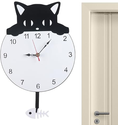 Reloj De Gato Con Cola Móvil Para Pared | Reloj Analógico Silencioso - Decoración de Pared para Niños Niñas Adolescentes Dormitorio Salón - Para Dormitorio Cocina Habitación Infantil Bebés Niñas Niños