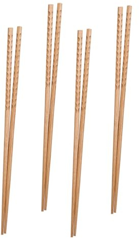 Baluue 4 pares Palillos Largos para Cocina de Haya Reutilizables y Resistentes al Calor para Freír Cocinar Fideos y Hot Pot para Uso Doméstico y Reuniones Familiares