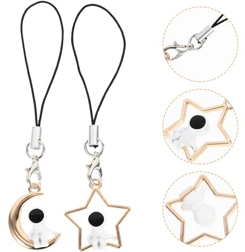 HEALLILY 2 piezas Colgantes para Móvil Astronauta y Estrella Adornos Colgantes Decorativos para Teléfono de Accesorios Duraderos y Portátiles para Llavero y Mochila