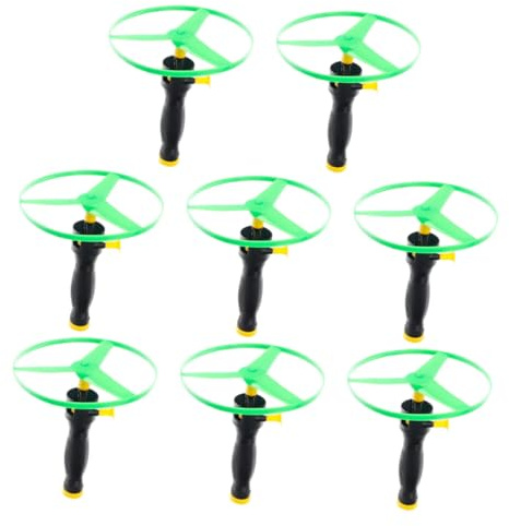 Healvian Lot de 8 Disques Volants en Plastique Colorés Aléatoires, Jouets D'extérieur pour Garçon et Filles, Soucoupes Volantes à Tirer Corde, Jeux Sportifs de Plein Air Couleur Aléatoire