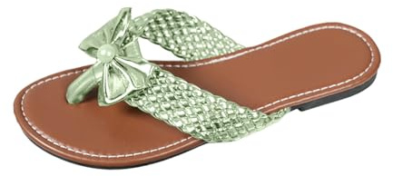 ZTFYKLIN Chanclas Piscina Mujer Sandalias De Playa Ligeras con Plano Y Espiga para Mujer, Correa Trenzada, Verano (Green, 39) Planas Negras Hebilla Rosa Palo Cruzadas Verdes Piel Comodas Cuña