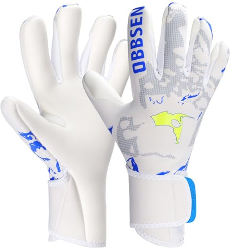 Obbsen Fußball Torwarthandschuhe mit Fingerschutz und doppeltem Handgelenkschutz, Torwarthandschuhe die Starkem Grip für Kinder, Jugendliche und Erwachsene Herren und Damen