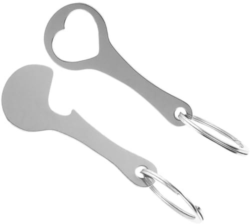 Hoement Metal Keychain Shopping Trolley Token Keyrings 2pcs Stainless Steel Removable Token Pendant Cart Coin for Grocery Store Use