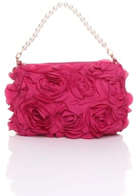 AJVANI Flower rose ruffle wedding evening clutch bag