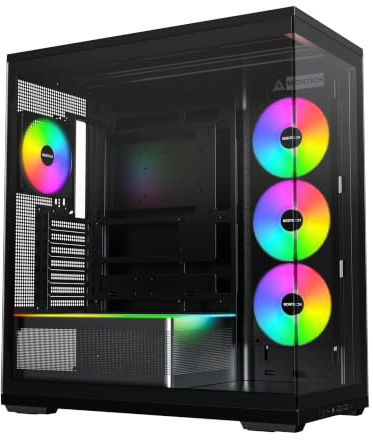 MONTECH TG3 Panoramic ATX PC Case, Back-Connect Ready & 4 ARGB Fans, Black