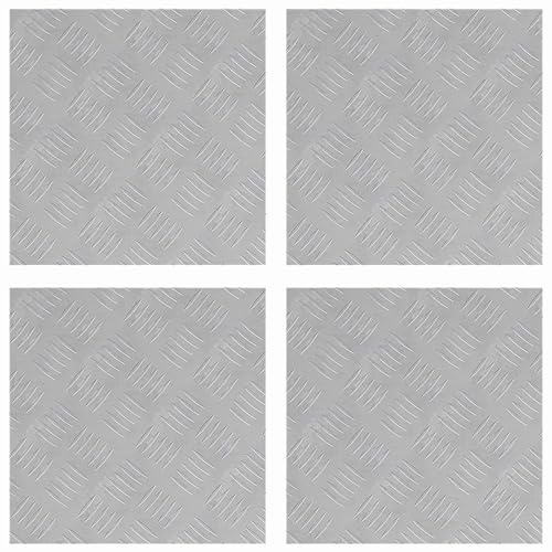 mtlskopl Lot de 4 marches d'escalier en aluminium, tôle ondulée, carrés, 40 x 40 cm, protections d'escalier antidérapantes pour l'intérieur et l'extérieur, plaques d'escalier en métal argenté