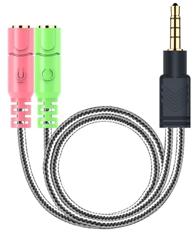 MillSO Headphone Mic Splitter, 3.5mm Headset Adapter (Microphone + Audio) 2 TRS Female to TRRS Male CTIA Stereo Jack Y Cable Compatible for Dual-plug Gaming Headset to Xbox, PS4, Phone, Laptop, PC