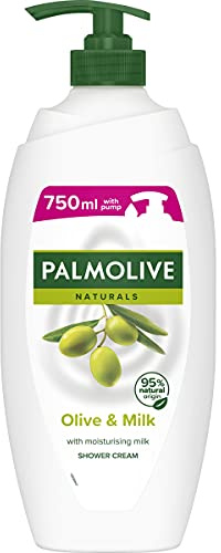 Palmolive Naturals Olive & Milk Feuchtigkeitsspendende Duschcreme 750 ml, reichhaltiges & samtiges Duschgel mit feuchtigkeitsspendender Milch, 1er Pack (1 x 1 Stück)