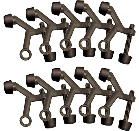 Design House Door Stops, Rubber Cushion Tips, Heavy Duty Zinc Alloy, Easy Installation, Oil-Rubbed Bronze, 10-Pack, 2.125 in. L x 1.9375 in.H, 181800