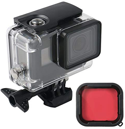 Lupholue Wasserdichter 60m Transparenter Unterwassergehäuse Mit Rotfilter für GoPro Hero (2018), 7 Black, 6, 5