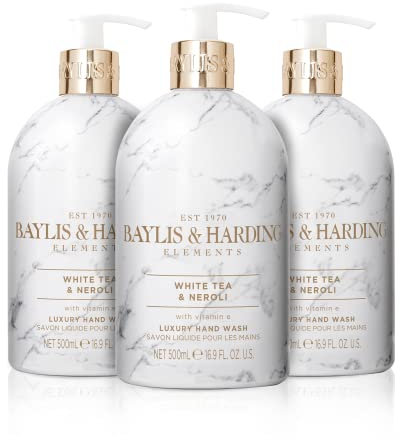 Baylis & Harding Elements White Tea & Neroli Hand Wash, 500 ml (Pack of 3) - Vegan Friendly