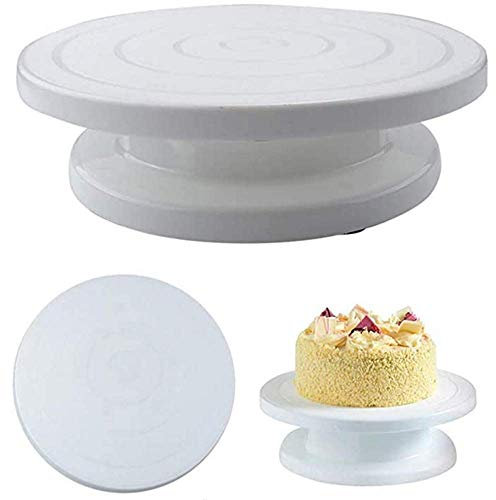 AIMEITE Tortenplatte Drehbar Tortenständer Kuchenplatte Drehbar 28cm Tortenständer Drehbar Tortenplatte Plastik Decorating Cake Stand (Weiß)