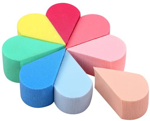 Healifty 8 Pcs Petal Shape Makeup Sponges, Dual-Use Beauty Cosmetic Foundation Blending Applicator Puffs for Liquid Cream, Assorted Colors