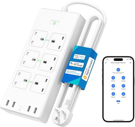 Meross Smart Power Strip, 6 Outlets + 4 USB Ports Smart Extension Lead, Compatible with Apple HomeKit, SmartThings, Amazon Alexa, Google Home, Voice/Remote Control, 6ft Long Crod, 2.4GHz, 3250W