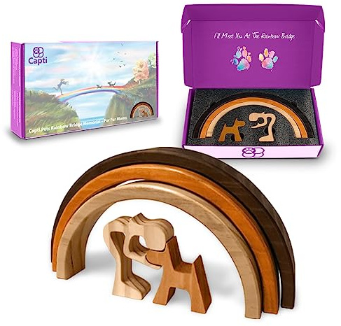 Capti Rainbow Bridge Dog Memorial Gifts, Cat Memorial Gifts - I'll Meet You at The Rainbow Bridge - Pet Loss Gifts, Bereavement, Sympathy Keepsake Dog Mom, Dog Dad for Loss of Pet (Dog and Mom)