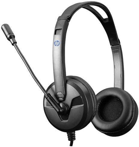 HP DHE-8009 Auriculares estéreo para Juegos con micrófono, Negro, con Cable