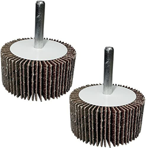 AERZETIX - C49592 - Lot de 2 roues à lamelles de papier abrasif granulométrie 120 diamètre de roue 50mm Ø de tige 6mm - roue à lamelles sur tige pour visseuse - disque de papier de verre pour poncer