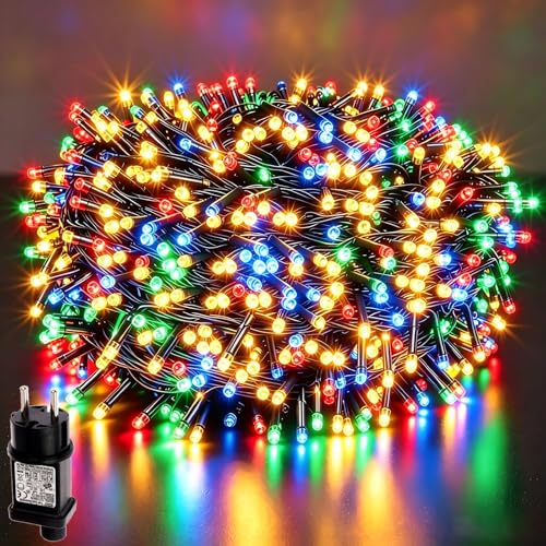 MOLVCE LED Lichterkette außen und innen Strom 10M 100LED Bunt | Weihnachtsbeleuchtung mit 8 modi/Timer/Speicherfunktion, IP44 Wasserdicht für Weihnachtsbaum, Party, Hochzeit, Balkon