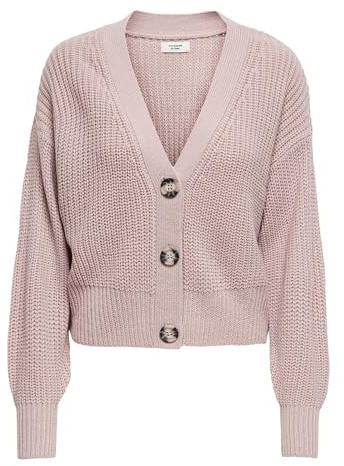 JDY Damen Strickjacke JDYJusty gestrickte Damenjacke Cardigan mit Knopfleiste 15200418 Woodrose S