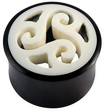 Fly Style Flesh Tunnel Horn und Knochen - Triskele Piercing Schmuck, Grösse:8 mm (Paar)