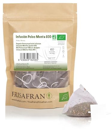 FRISAFRAN | Bio Pfefferminztee in Pyramide 60Teebeutel | 120g | Verdauungs- & Erkältungstee | Natürliches antivirales Mittel