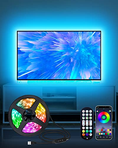 Daymeet TV LED Hintergrundbeleuchtung, 3M USB TV LED Streifen Fernseher für 32 bis 60 Zoll TV PC Monitor LED Strip, RGB Musik Sync Steuerbar via App led fernseher beleuchtung für Room, Küche, Party