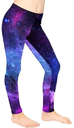 Coloranimal Mädchen-Leggings, volle Länge, Mädchen, Yoga-Leggings, hohe Taille, Sporthose, lässige Strumpfhose, Hose für Kinder, Alter 4-13 Jahre, Galaxy, 10-11 Jahre