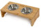 lionto Gamelle surélevée pour Chien en Bambou Robuste et Facile à Entretenir, 40x20x10 cm, Double écuelle pour Chiens et Chats, 2 Bols INOX Ø 11 cm, 350 ML chacun, antidérapante