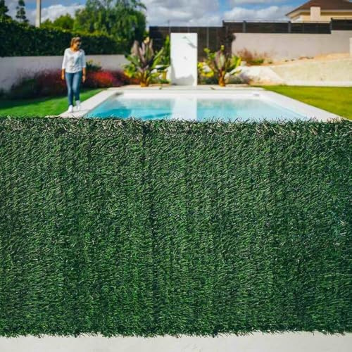 Mugar- Setos Artificiales de 90 Varillas en Total y 85% de Ocultación de 3 Metros de Largo- Ocultación para Vallas de Jardín (1 x 3 metros)