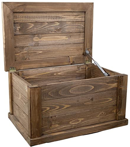 Kistenkolli Altes Land Massive Holztruhe mit Deckel und Schließzylinder Aufbewahrungsbox Hochzeitskiste Holz Truhe groß Maße 60x40x34cm Art: UK (braun)