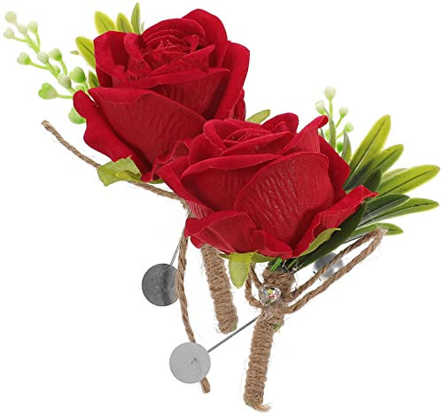 DECHOUS 2stücke Künstliche Rosen-hochzeitsboutonniere Simulierte Blumen-ansteckblume Für Bräutigam Brautjungfern Und Trauzeugen Als Kleidungsaccessoire Und Dekoration Für Landhochzeiten Un