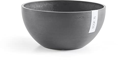 ECOPOTS Pflanzschale Blumentopf Brüssel Grau - Durchmesser Ø 35 cm rund groß - Pflanzentopf aus Recycling Kunststoff - Übertopf modern für Indoor und Outdoor, (ECO-SM-BR.35.GR)