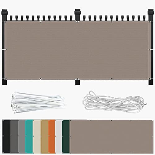 Balkon Sichtschutz Seitenmarkise 140 x 700 cm Ohne Bohren Windschutz Schattensegel HDPE aus Starken Material für Seite den Balkon Garten Terrasse, Khaki